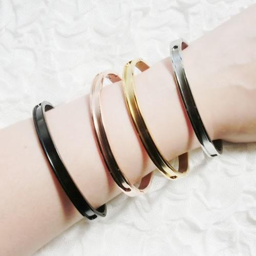 ステンレスブレスレット21 6mm幅 開閉式 シルバー ゴールド ピンク