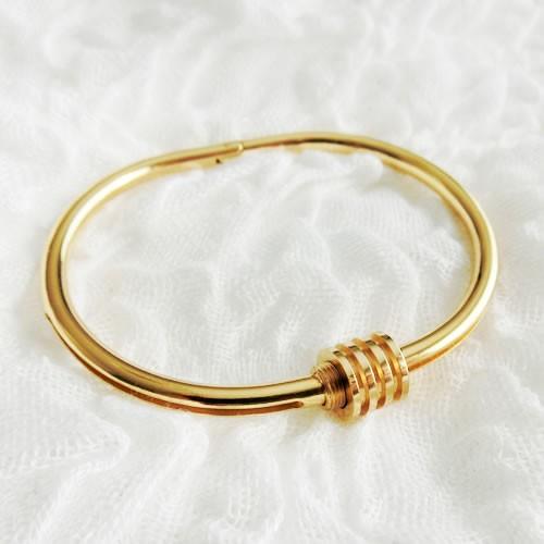 ステンレスブレスレット36 ネジ開閉式 ハーフエタニティバングル