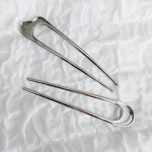 グルーデコ土台 デコ土台 U字型 へアフォーク かんざし 13 シルバー