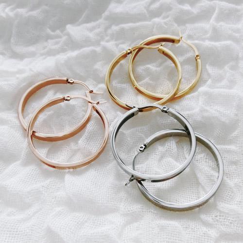 グルーデコ土台 フープ ピアス3 円 丸 シルバー/ピンク/ゴールド