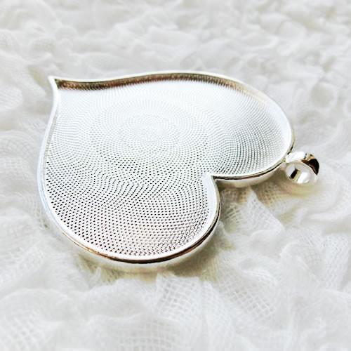 グルーデコ土台 デコ土台 シルバーペンダントトップ・ヘッド17 ハート