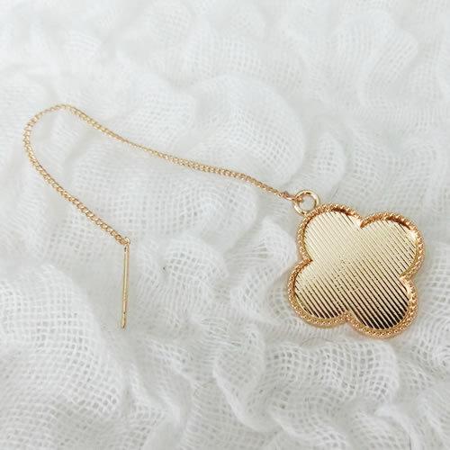 グルーデコ♡フラワー グルーデコ土台 ゴールド ピアス18 フラワー 花 四つ葉 チェーン 合金