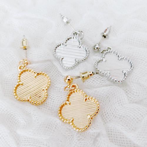 グルーデコ土台 シルバー ゴールド ピアス19 フラワー 花 四つ葉 合金