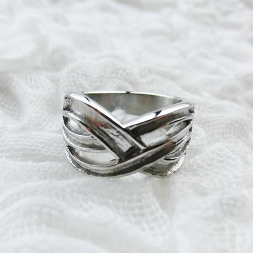 グルーデコ土台 ステンレスリング37 指輪 クロスデザインリング