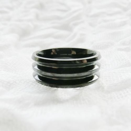 グルーデコ土台 ステンレスリング 50 指輪 ブラック 黒 ダブル
