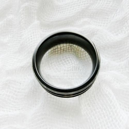 グルーデコ土台 ステンレスリング 50 指輪 ブラック 黒 ダブル