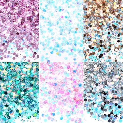 ホログラム ラメミックス 六角形 カラーMIXセット ケース付き サマー