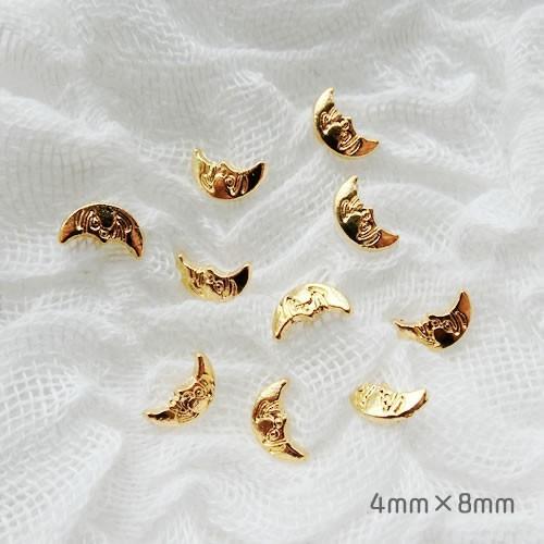 ムーン フェイス 顔 4mm×8mm 月 ゴールド ギャラクシー 宇宙 メタル