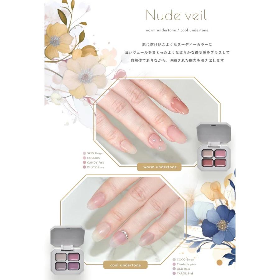 肌になじむ 固形カラージェル 4色セット 『Nude veil』 固形ジェル 新