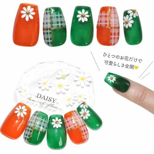 ネイルシール デイジー お花 白 ホワイト フラワー カラフル ネイル