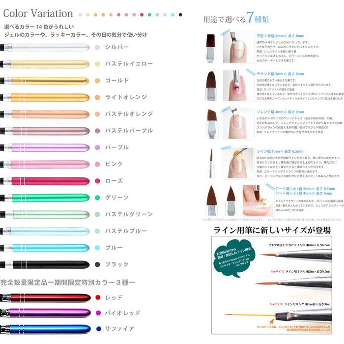 メール便ｏｋ ジェルネイル用選べる10色 平筆 4 フレンチ 各種細筆など使えるアート用ブラシ 後片付け楽々な インサートブラシ Gel Burashicorin2 ネイル工房 通販 Yahoo ショッピング