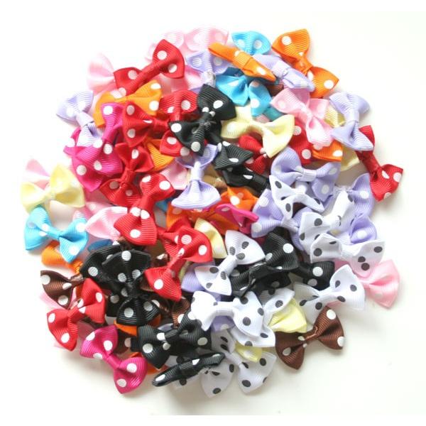 卸売り価格!!★ハンドメイドに★大玉ドットリボンモチーフ10色100個 | 