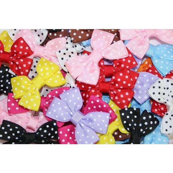 卸売り価格!!★ハンドメイドに★ハンドメイド用2段ドットリボンモチーフ10色50個 | 