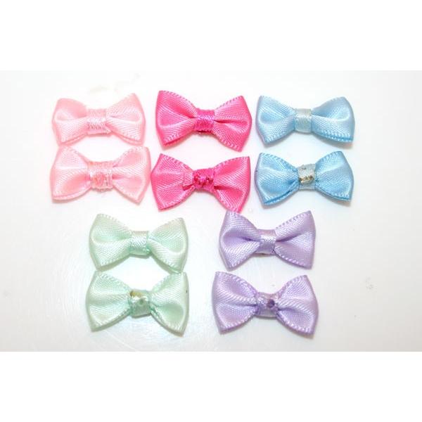 卸売り価格!!★ハンドメイドに★サテン生地パステルカラーリボンモチーフ5色100個 |  | 01