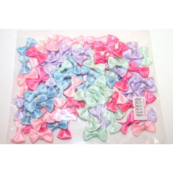 卸売り価格!!★ハンドメイドに★サテン生地パステルカラーリボンモチーフ5色100個 |  | 02