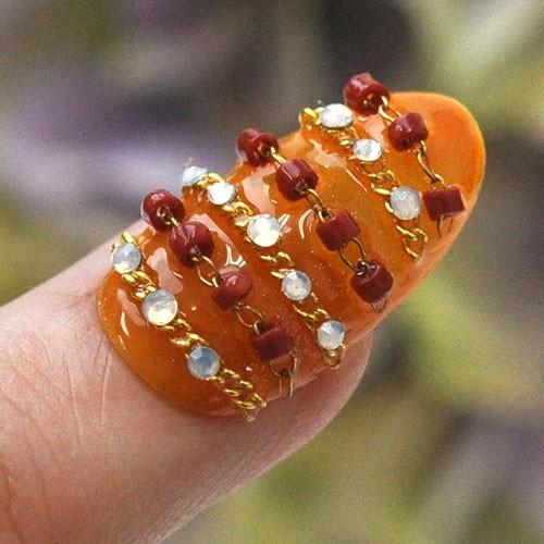 ネイルパーツ まとめ売り ビーズ アクセサリー ネイルチップ ハンドメイド メタルパーツ チェーン ビーズチェーン 飾りチェーン ダークレッド