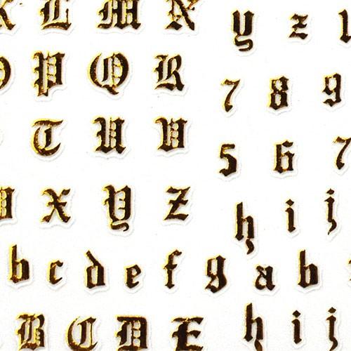 ネイルシール イニシャル 文字 英語 数字 ゴールド シルバー ネイル