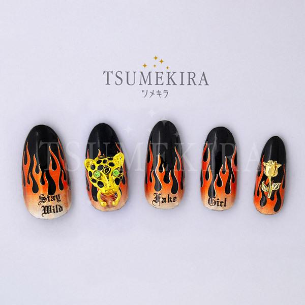 メール便ok 高粘着 ネイルシール 炎アート メタリック ネイルシール ツメキラ Noble Britneytokyo Blazy Orange No Btk 1 ジェル専用 ネイルワールド 通販 Yahoo ショッピング