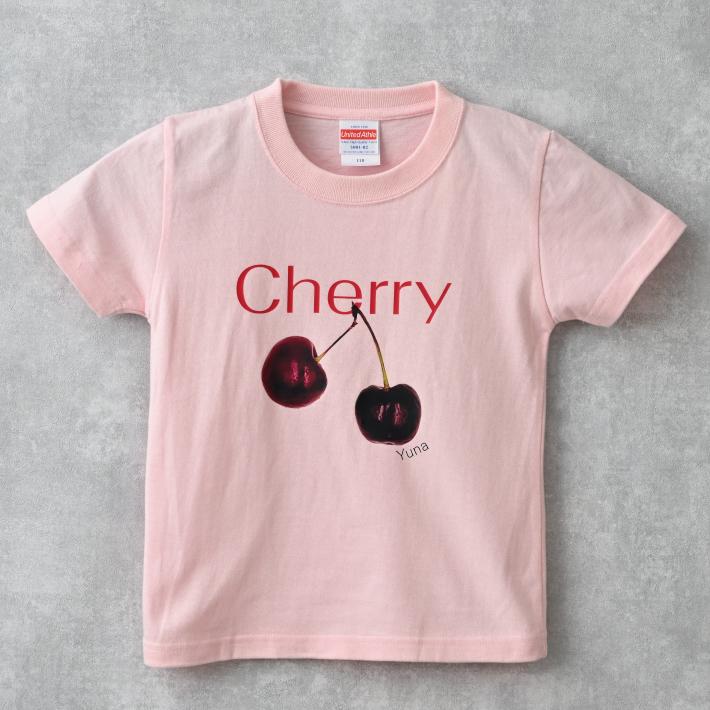 子供Tシャツ 半袖 無地 さくらんぼ柄 15色 白地 オリジナル柄 プリント