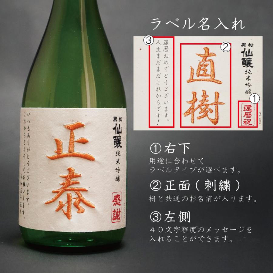 日本酒 一合枡 名入れ 純米吟醸 720ml＋名入れの枡セット 刺繍 退職