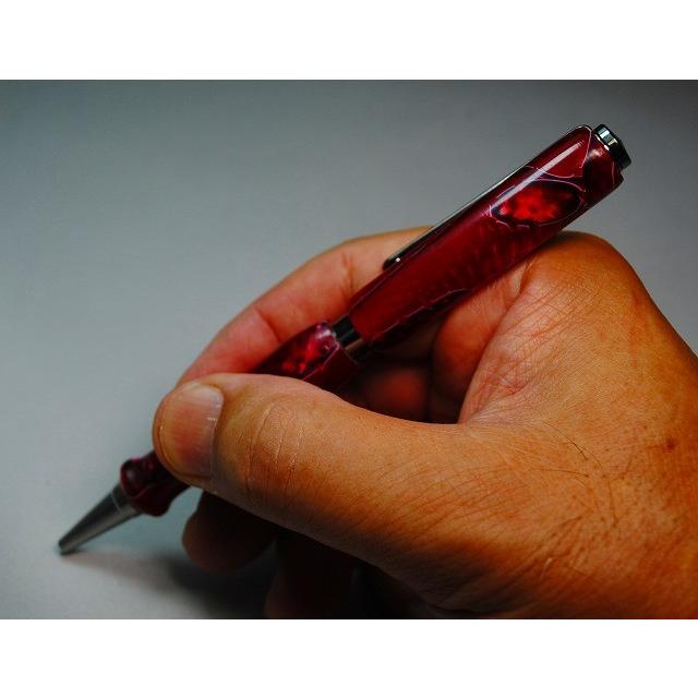 名入れ無料　アクリルカラー手作りボールペン（赤白黒）｜nairetyoukoku｜03