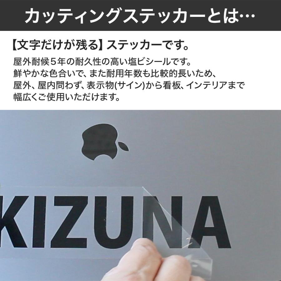 1行タイプ カッティングステッカー スキージー付き 文字だけが残る 切文字 ステッカー 作成 オーダー 横幅10cmから60cmまで 車 看板 店舗 名前 表札 屋外 |  | 23