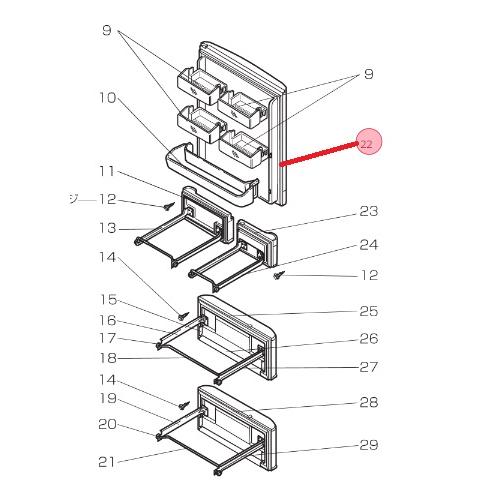 三菱（MITSUBISHI） 冷蔵庫用冷蔵室ドアパッキン M20ZM7110 : ないとー