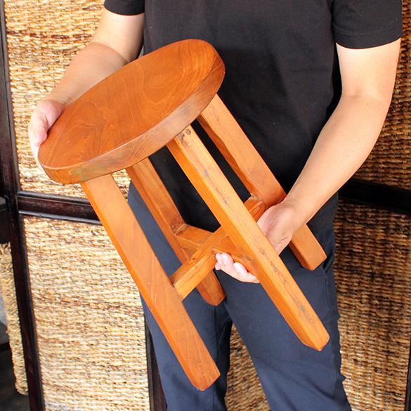 スツール オールドチークウッド 天然木 木製 丸椅子 イス :10327y 