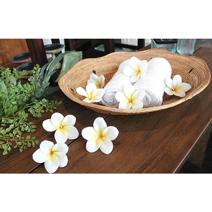 プルメリアの造花 8個入り フェイクフラワー ホワイト 白 : アジアン