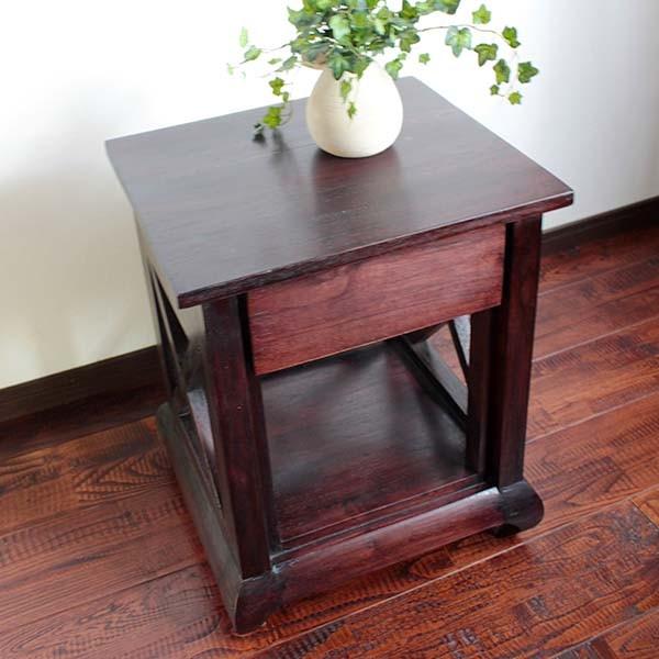 サイドテーブル ナイトテーブル 木製 チーク無垢材 モダン アジアン家具 受注生産品 納期約４ヶ月 色々な