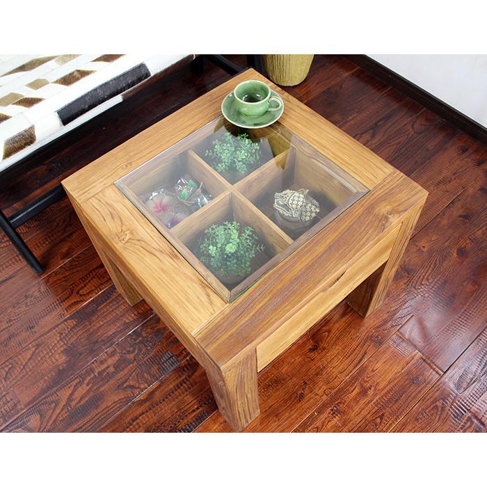 コレクションテーブル 50×50 ナチュラル ディスプレイテーブル チーク