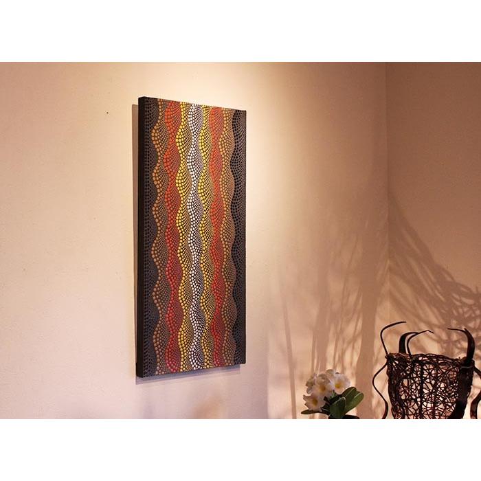 絵画 ドットアート 抽象画 幾何学模様 レッドミックス 30×60cm バリ