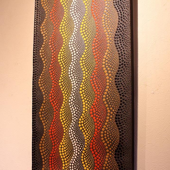 絵画 ドットアート 抽象画 幾何学模様 レッドミックス 30×60cm バリ