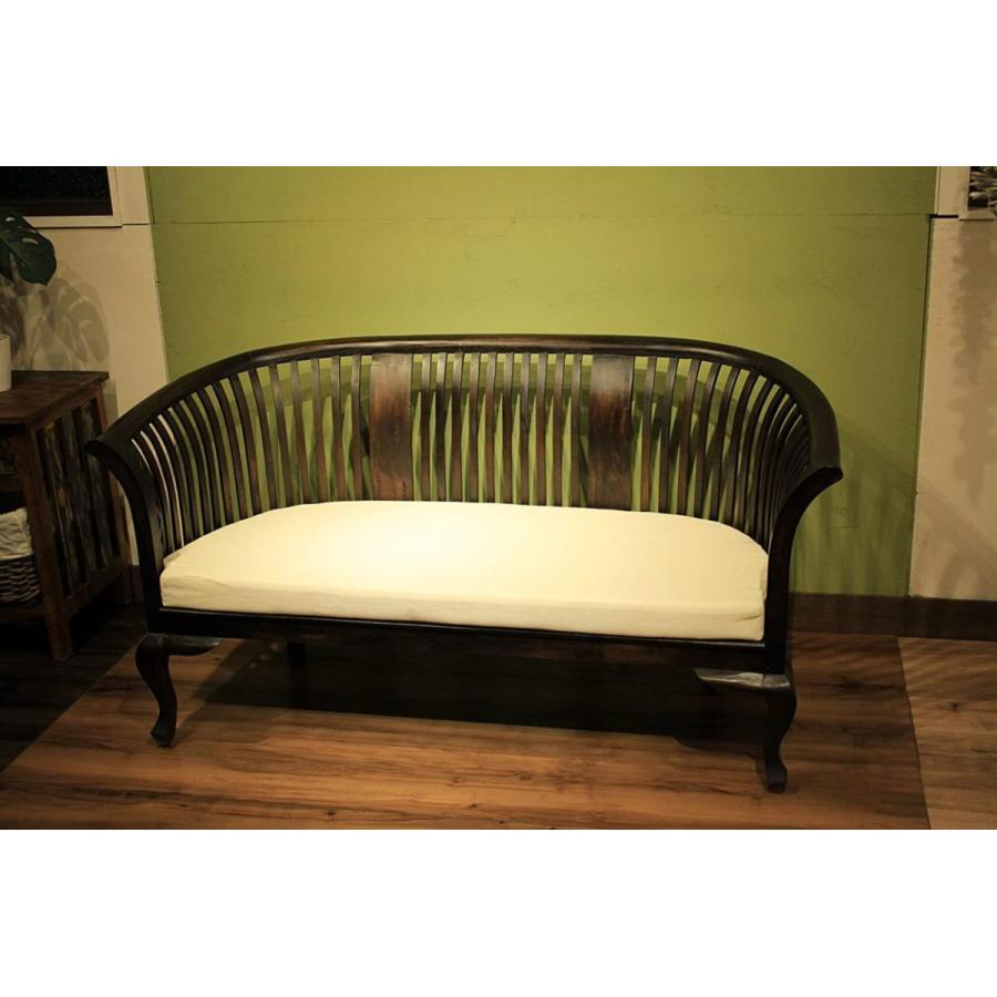 ベンチソファ ダークブラウン 幅145cm×奥行68cm×高さ74cm バリ家具 