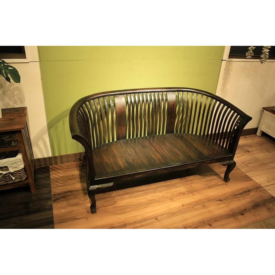ベンチソファ ダークブラウン 幅145cm×奥行68cm×高さ74cm バリ家具 
