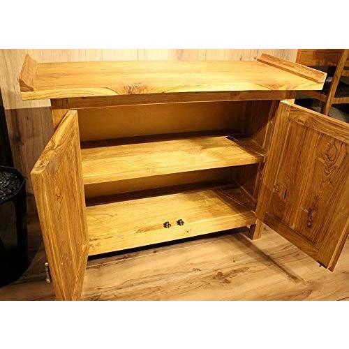 ③彫刻デザイン サイドボード 幅100cm 木製 アジアン家具 収納家具 受注生産品 サイドボード 幅100cm×奥行40cm×高さ79cm 木製 チーク無垢