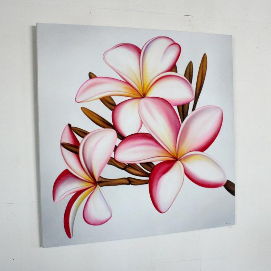 プルメリア絵画v ピンク ハイクオリティ 100 100cm バリ島 アート フランジパニ 花 フラワー vy アジアンインテリアショップ Najam 通販 Yahoo ショッピング