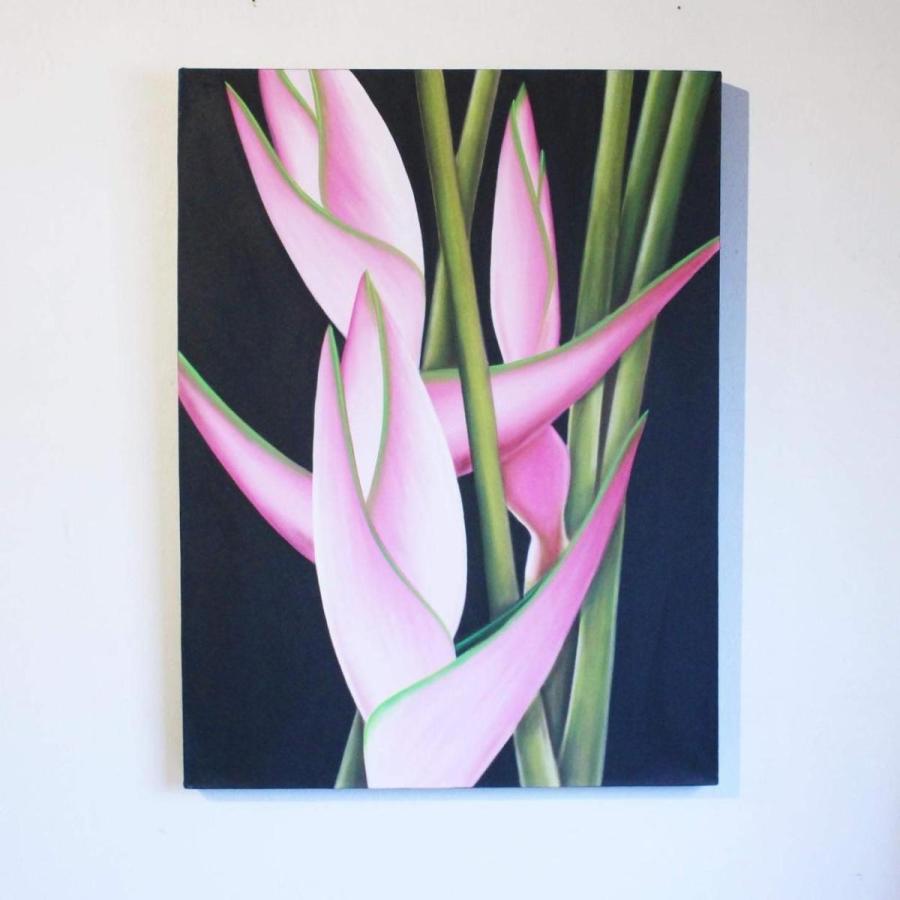 絵画 60×80cm ピンク フラワー 花 南国 リゾート アジアンテイスト 自然 インテリア アジアン雑貨の画像