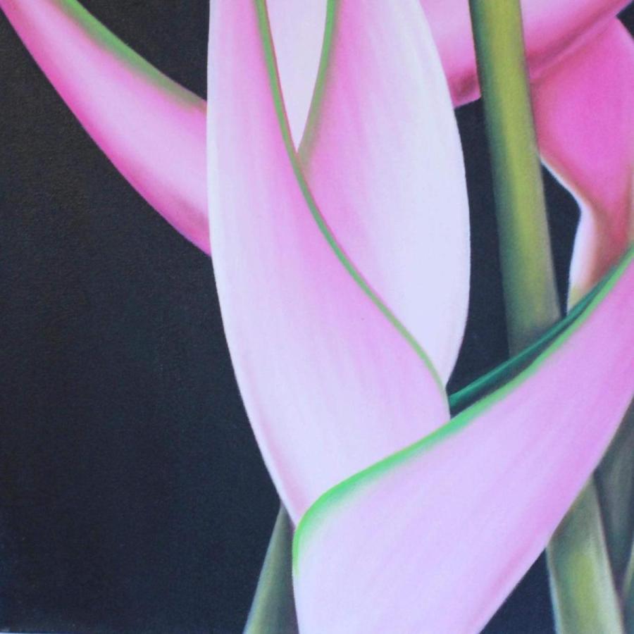 絵画 60×80cm ピンク フラワー 花 南国 リゾート アジアンテイスト 自然 インテリア アジアン雑貨の画像