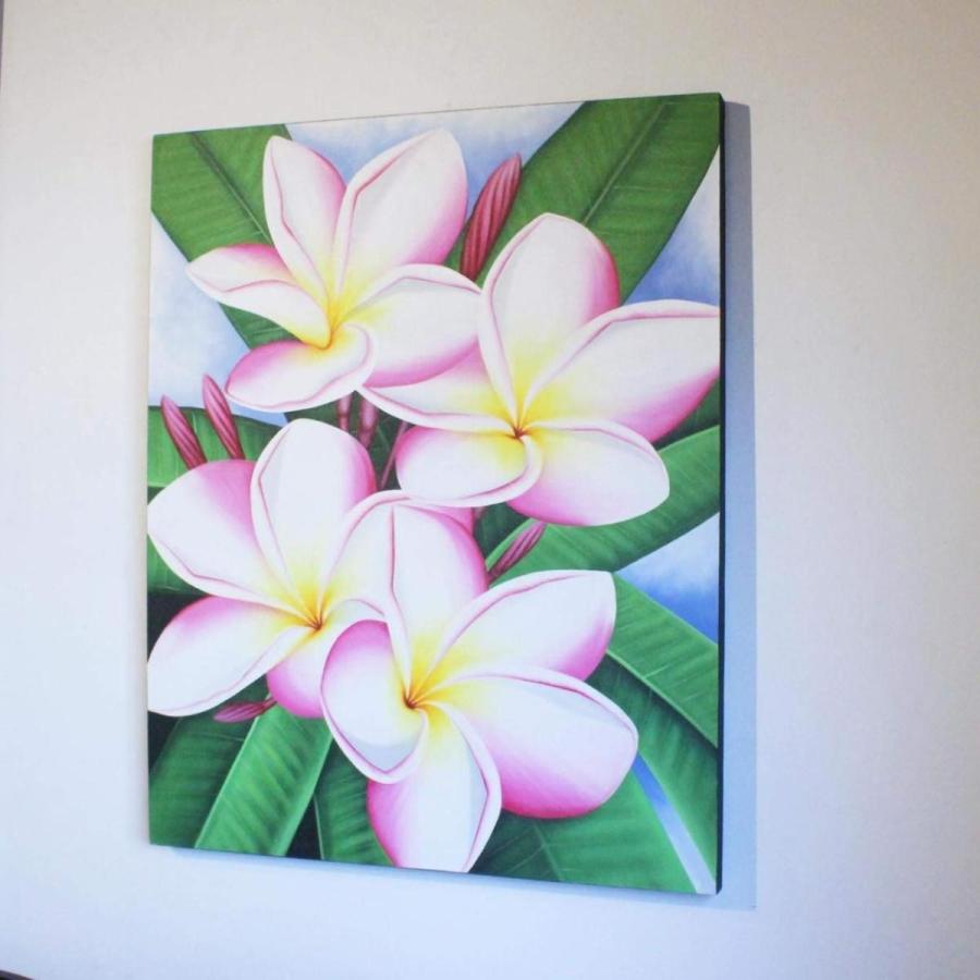 絵画 80 100cm アート 壁掛け 花 フラワー プルメリア フランジパニ ピンク インテリア アジアン雑貨 y アジアンインテリアショップ Najam 通販 Yahoo ショッピング