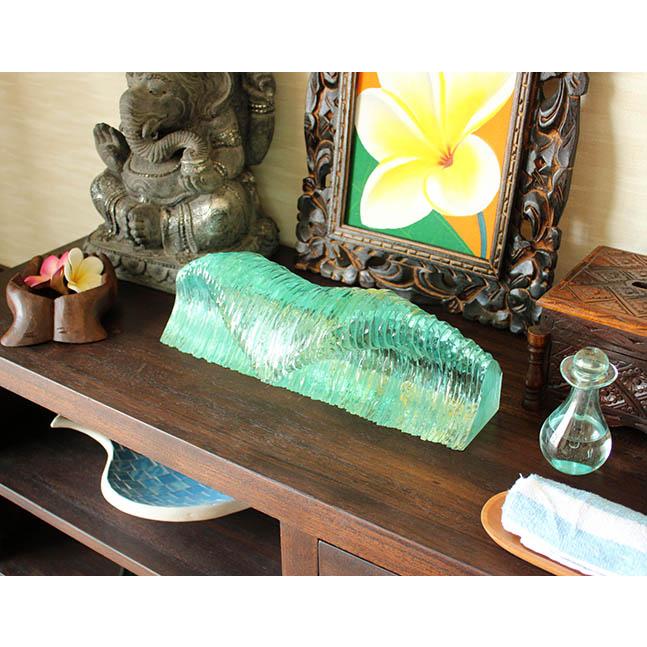 バリ島オーダー品！ガラス工芸！良い波♪ライト付き　ウェーブオブジェです♪ バリ島オーダー品！ガラス工芸！良い波♪ウェーブオブジェです♪