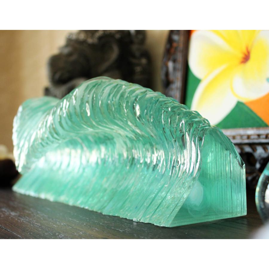 バリガラスの波オブジェ ウェーブ アート ガラス 置物 海