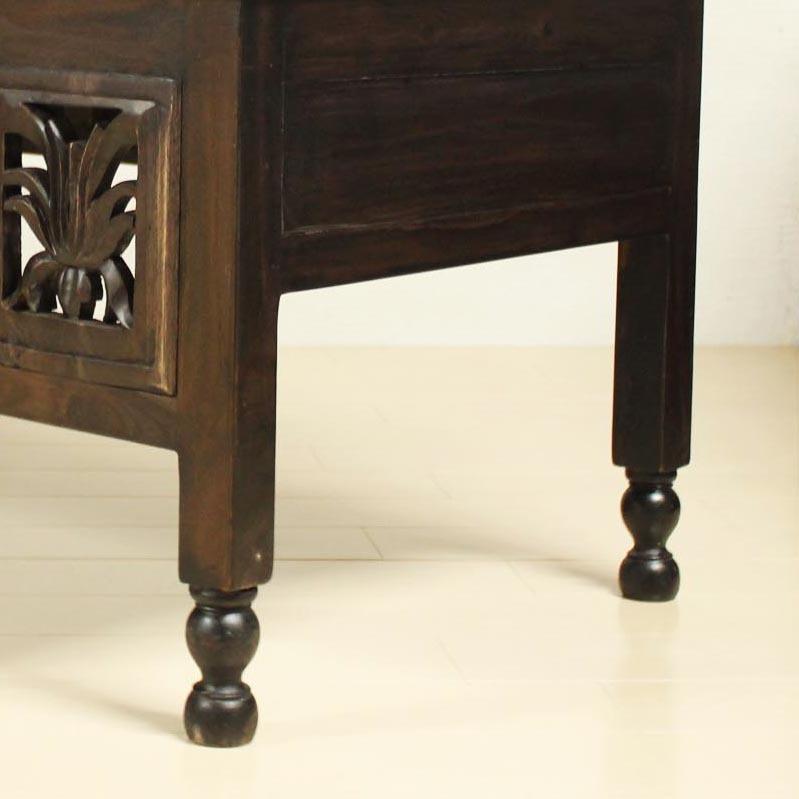 カービングベンチ ダークブラウン 彫刻 木彫り 木製 チーク材