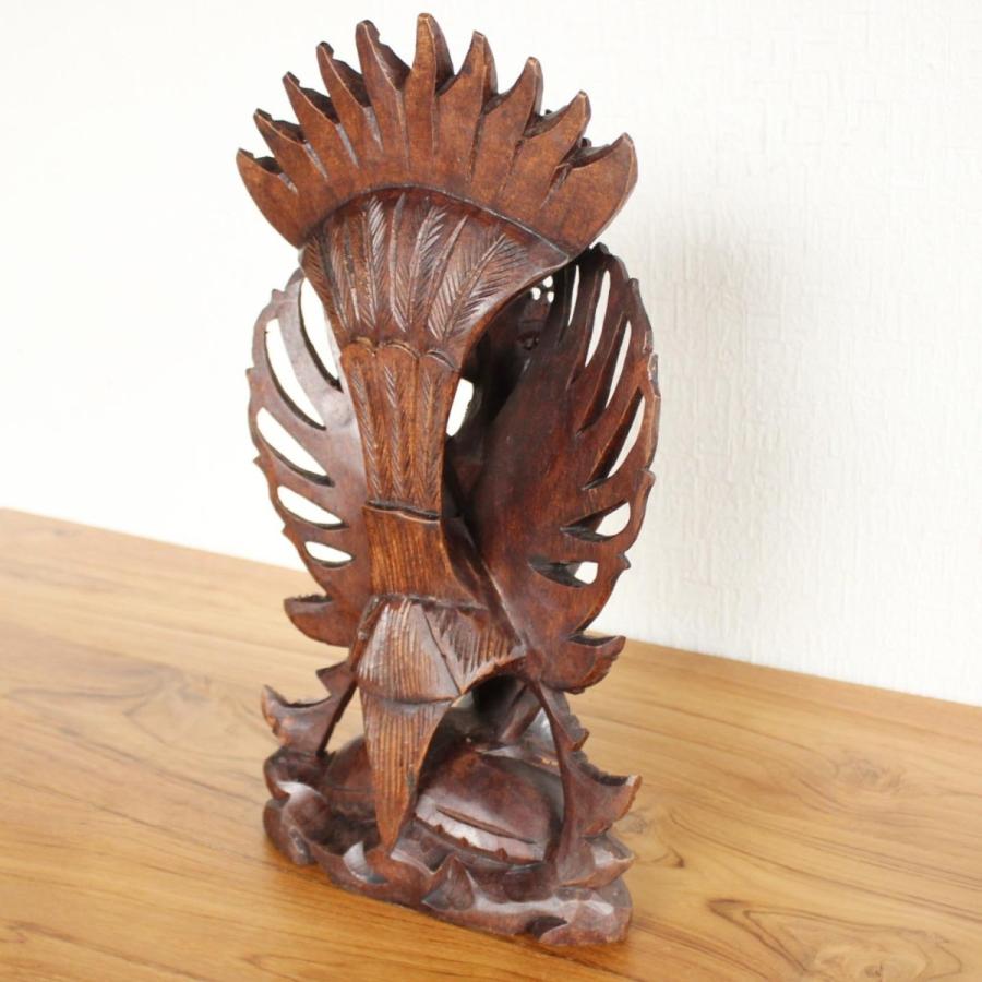 ウィスヌ＆ガルーダのオブジェ 置物 木製 天然木 ウッド 木彫り