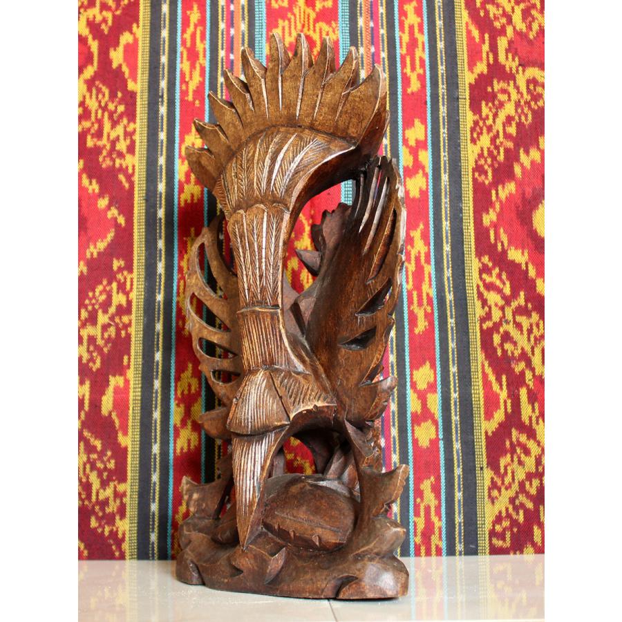 ウィスヌ＆ガルーダのオブジェ 置物 木製 天然木 ウッド 木彫り