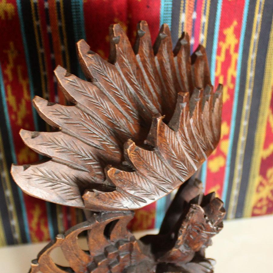 ウィスヌ＆ガルーダのオブジェ 置物 木製 天然木 ウッド 木彫り