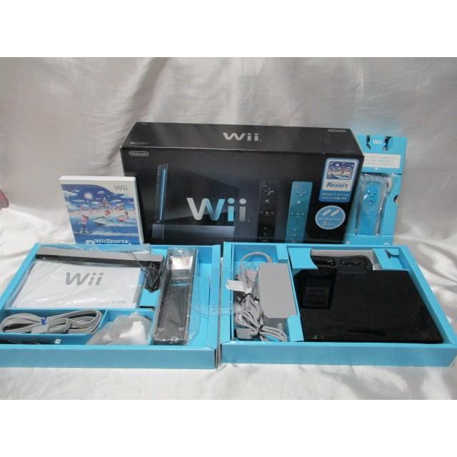Wii本体　Wiiリモコンプラス2個　Wiiスポーツリゾート同梱　箱付き　すぐに遊べるセット　シロ　クロ　選択可