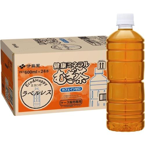 健康ミネラルむぎ茶 伊藤園 ラベルレス 600ml ペットボトル 48本 (24本