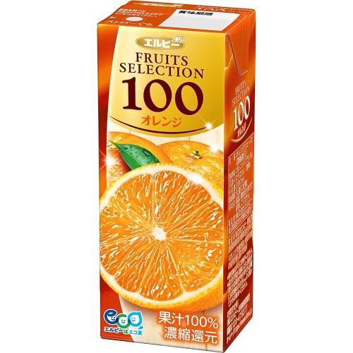 エルビー フルーツセレクション オレンジ100 200ml 紙パック 96本 (24本入×4 まとめ買い) オレンジジュース オレンジ果汁100%｜nakae-web｜02
