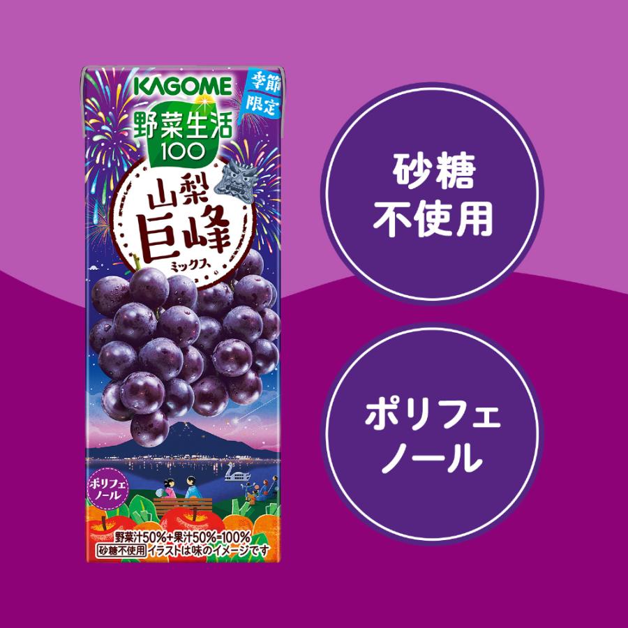 野菜生活100 カゴメ 山梨巨峰ミックス 195ml 紙パック 48本 (24本入×2